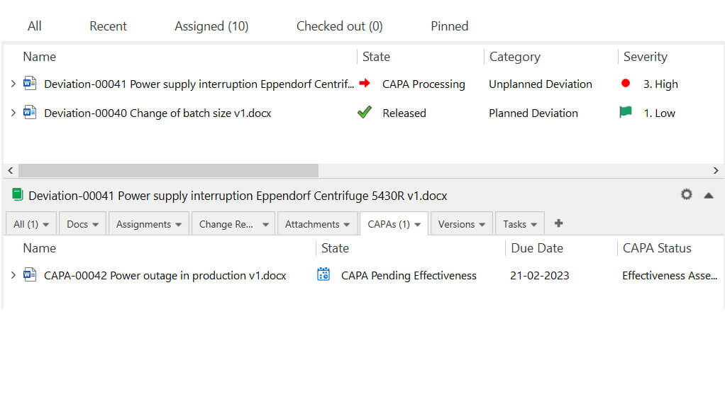 Deviation List in SimplerQMS