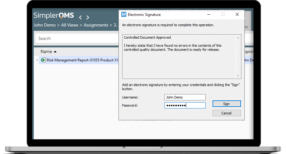 Electronic Signatures - SimplerQMS